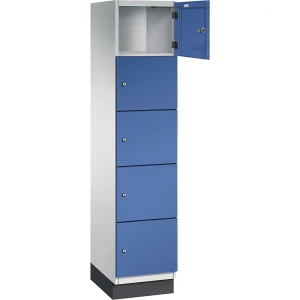 C+P 5er-Schließfachschrank Cambio, 1 Abteil, lichtgrau / enzianblau, Stahlblech-Tür, B 400 mm, 5 Fächer