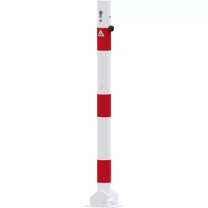 Schake Absperrpfosten, Ø 60 mm, weiß / rot, klappbar mit Profilzylinder, ohne Öse