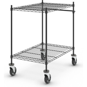 Drahtgitter-Tischwagen, schwarz, mit 2 Etagen, LxBxH 910 x 610 x 1025 mm kaiserkraft