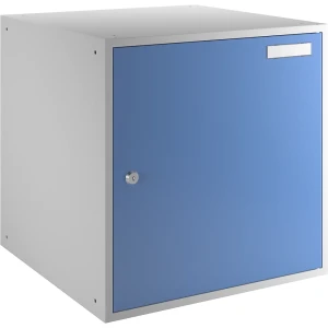 eurokraft basic Schließfachwürfel, HxBxT 450 x 450 x 450 mm, Vollblechtür, lichtgrau / lichtblau
