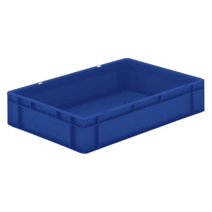 kaiserkraft Recipiente empilhável em formato Euro, paredes e fundo fechados, CxLxA 600 x 400 x 120 mm, azul, embalagem de 5 unid., Recipiente