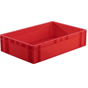 kaiserkraft Recipiente empilhável em formato Euro, paredes e fundo fechados, CxLxA 600 x 400 x 145 mm, vermelho, embalagem de 5 unid., Recipiente
