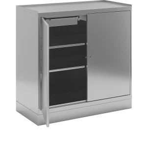 Edelstahl-Werkzeugschrank, mit 2 Fachböden und 2 Schubladen, HxBxT 1000 x 1000 x 500 mm kaiserkraft