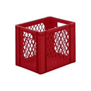 Euro-Format-Stapelbehälter, Wände durchbrochen, Boden geschlossen, LxBxH 400 x 300 x 320 mm, rot, VE 5 Stk kaiserkraft