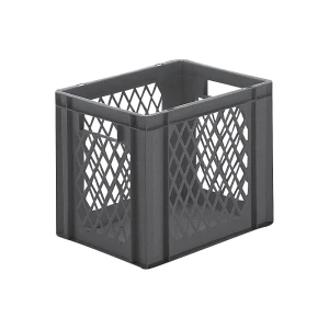 Euro-Format-Stapelbehälter, Wände durchbrochen, Boden geschlossen, LxBxH 400 x 300 x 320 mm, grau, VE 5 Stk kaiserkraft