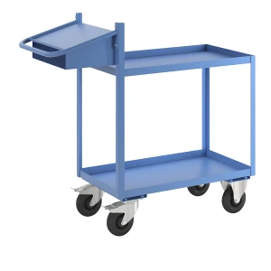 eurokraft pro Montagehilfswagen, mit Wannenböden, Schreibtafel und Einschubfach, Ladefläche LxB 900 x 500 mm, 2 Etagen