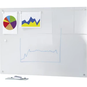 SMIT VISUAL Quadro branco em vidro, conjunto completo , superfície de vidro, branco, LxA 1200 x 900 mm, Quadro branco em vidro, conjunto completo,