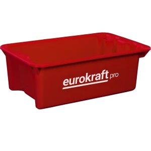 eurokraft pro Drehstapelbehälter aus lebensmittelechtem Polypropylen, Volumen 13 l, VE 4 Stk, Wände und Boden geschlossen, rot