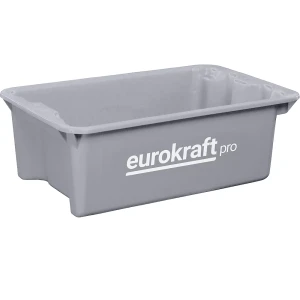 eurokraft pro Drehstapelbehälter aus lebensmittelechtem Polypropylen, Volumen 6 l, VE 4 Stk, Wände und Boden geschlossen, grau