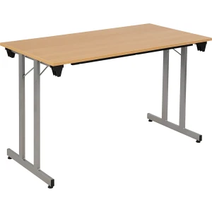 Klapptisch STANDARD, Vierkant-Gestell mit Höhenausgleichsschrauben, 1200 x 700 mm, Gestell alufarben, Platte Buche-Dekor kaiserkraft