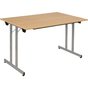 Klapptisch STANDARD, Vierkant-Gestell mit Höhenausgleichsschrauben, 1200 x 800 mm, Gestell alufarben, Platte Buche-Dekor kaiserkraft
