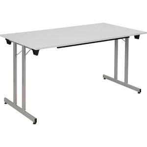 Klapptisch STANDARD, Vierkant-Gestell mit Höhenausgleichsschrauben, 1400 x 700 mm, Gestell alufarben, Platte lichtgrau kaiserkraft