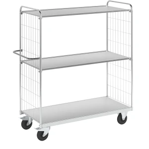 Kongamek Flexibler Etagenwagen, mit 3 Böden, Länge 1590 mm, Lenkrollen mit Stopp