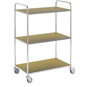 Kongamek ESD-Etagenwagen, 4 Lenkrollen, 3 Ladeflächen, LxBxH 980 x 585 x 1445 mm, 2 mit Stopp