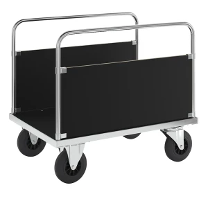 Kongamek Verzinkter Plattformwagen, 2 Seitenwände, LxB 1000 x 700 mm, 2 Lenk- und 2 Bockrollen