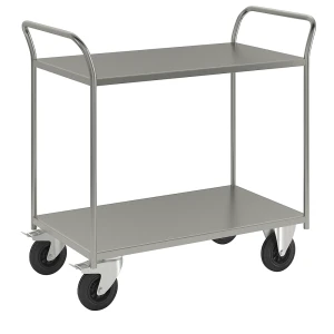 Kongamek Tischwagen KM41, 2 Etagen, LxBxH 1070 x 550 x 1000 mm, verzinkt, 2 Lenkrollen mit Stopp, 2 Bockrollen