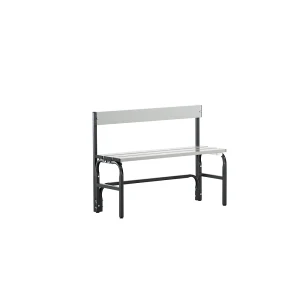Sypro Umkleidebank halbhoch mit Rückenlehne, einseitig, Aluminium, Länge 1015 mm, anthrazit