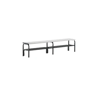 Sypro Umkleidebank aus Edelstahl, HxT 450 x 350 mm, Länge 2000 mm, anthrazit, Schuhrost