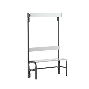 Sypro Umkleidebank mit Aluminiumleisten, HxT 1650 x 375 mm, einseitig, Länge 1015 mm, 3 Haken, anthrazit