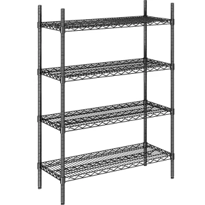 Stahldraht-Gitterregal, schwarz, Fachlast 250 kg, BxT 910 x 460 mm, Grundregal, Höhe 1370 mm, 4 Fachböden kaiserkraft