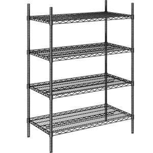 kaiserkraft Estante gradeada em arame de aço, preta, carga por prateleira 250 kg, LxP 910 x 610 mm, estante base, altura 1370 mm, 4 prateleiras,
