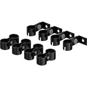 kaiserkraft Conjunto de grampos de união e fixações de parede, 2 x 4 unid., preto, Conjunto de grampos de união e fixações de parede, 2 x 4 unid.,
