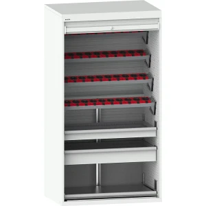 LISTA CNC-Schrank mit Rollladen, 7 Ebenen, 40 Halter HSK 63 A+C+E/80 B+D, lichtgrau RAL 7035