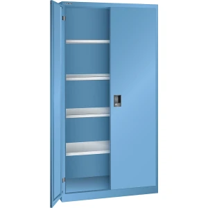 LISTA Flügeltürschrank, Vollblechtüren, HxB 1950 x 1000 mm, Tiefe 500 mm, lichtblau RAL 5012