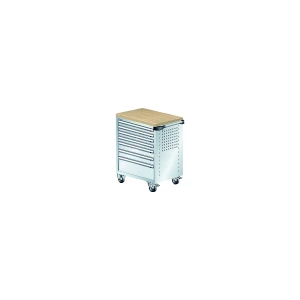 LISTA Werkstattwagen, mit Multiplex-Holzabdeckung 40 mm, 7 Schubladen, grau