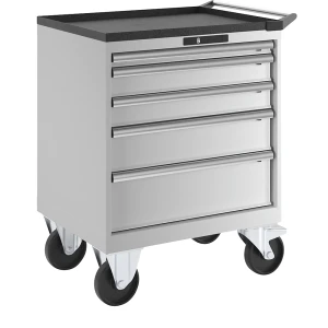 LISTA Schubladenschrank, fahrbar, BxTxH 717 x 572 x 962 mm, Schubladen 1 x 50 / 2 x 100 / 1 x 150 / 1 x 200 mm, lichtgrau
