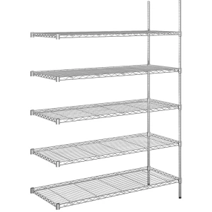 Stahldraht-Gitterregal, verchromt, Fachlast 100 kg, BxT 1220 x 610 mm, Anbauregal, Höhe 1880 mm, 5 Fachböden kaiserkraft