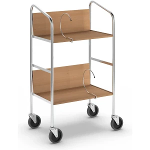 HelgeNyberg Aktenordnerwagen verchromt, 2 Etagen, LxBxH 550 x 340 x 840 mm, Buche-Dekor