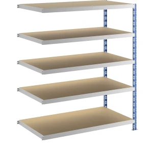 eurokraft basic Großfach-Steckregal, blau/grau, HxBxT 1820 x 1525 x 800 mm, Spanplattenböden, Anbauregal