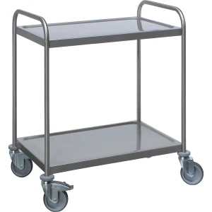 Edelstahl-Servierwagen, 2 Etagen, verzinkte Rolle, Reifen aus Gummi, LxBxH 700 x 470 x 970 mm, ab 3 Stk kaiserkraft
