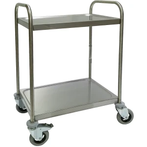 Edelstahl-Servierwagen, 3 Etagen, luftidentische Reifen, LxBxH 1070 x 670 x 970 mm, ab 10 Stk kaiserkraft