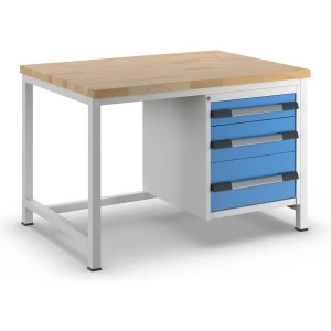 eurokraft pro Bancada de trabalho, estrutura modular série 8000 , 3 gavetas: 1 x 120, 1 x 180, 1 x 240 mm, LxP 1250 x 900 mm, Bancada de trabalho,