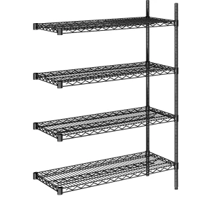 Stahldraht-Gitterregal, schwarz, Fachlast 250 kg, BxT 910 x 460 mm, Anbauregal, Höhe 1370 mm, 4 Fachböden kaiserkraft
