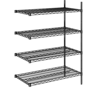kaiserkraft Estante gradeada em arame de aço, preta, carga por prateleira 250 kg, LxP 910 x 610 mm, estante adicional, altura 1370 mm, 4 prateleiras,