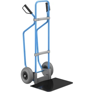 eurokraft pro Sackkarre mit Kufen, blau, Schaufel-BxT 450 x 500 mm, schwarz, PU-Bereifung, ab 2 Stk