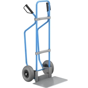 eurokraft pro Sackkarre mit Kufen, blau, Schaufel-BxT 450 x 350 mm, verzinkt, PU-Bereifung