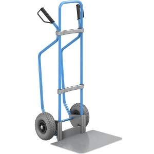 eurokraft pro Sackkarre mit Kufen, blau, Schaufel-BxT 450 x 500 mm, verzinkt, PU-Bereifung