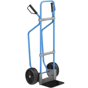 eurokraft pro Sackkarre mit Kufen, blau, Schaufel-BxT 280 x 250 mm, schwarz, Vollgummibereifung
