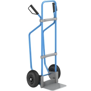 eurokraft pro Sackkarre mit Kufen, blau, Schaufel-BxT 280 x 250 mm, verzinkt, Luftbereifung, ab 2 Stk