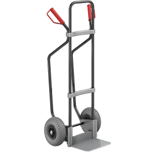 eurokraft pro Sackkarre mit Kufen, schwarz, Schaufel-BxT 280 x 250 mm, verzinkt, PU-Bereifung, ab 2 Stk