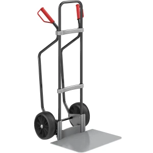 eurokraft pro Sackkarre mit Kufen, schwarz, Schaufel-BxT 450 x 500 mm, verzinkt, Vollgummibereifung