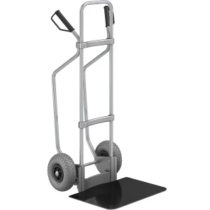 eurokraft pro Sackkarre mit Kufen, verzinkt, Schaufel-BxT 450 x 500 mm, schwarz, PU-Bereifung, ab 5 Stk