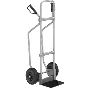 eurokraft pro Sackkarre mit Kufen, verzinkt, Schaufel-BxT 280 x 250 mm, schwarz, Luftbereifung