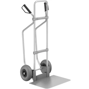 eurokraft pro Aluminium-Sackkarre mit Kufen, Schaufel-BxT 450 x 500 mm, Alu, PU-Bereifung, ab 5 Stk