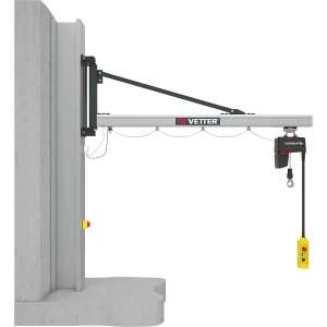 Vetter Wandschwenkkran UNILIFT UW, mit Elektrokettenzug BL, Tragfähigkeit 250 kg, Ausladung 2,9 m
