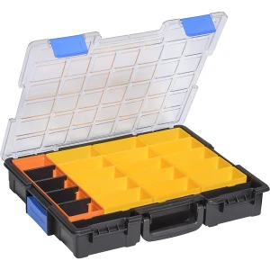 kaiserkraft Mala profissional para peças pequenas, LxA exterior 355 x 76 mm, embalagem de 2 unid., com 21 caixas de encaixe, Mala profissional para